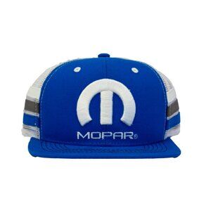 Mopar Logo Embroidered 6 Panel Hat - Blue/White